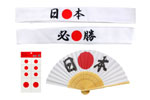日本応援 鉢巻 扇子 フェイスシール